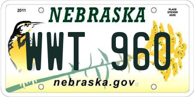 NE license plate WWT960