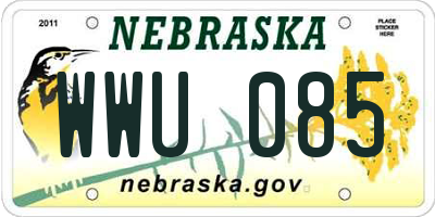 NE license plate WWU085