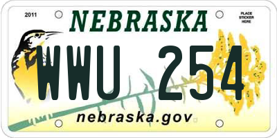 NE license plate WWU254