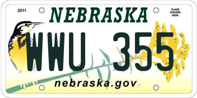 NE license plate WWU355