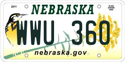 NE license plate WWU360