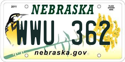 NE license plate WWU362