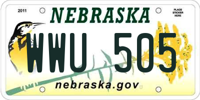 NE license plate WWU505