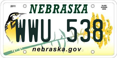 NE license plate WWU538