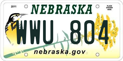 NE license plate WWU804