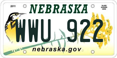 NE license plate WWU922