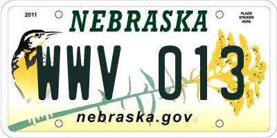 NE license plate WWV013