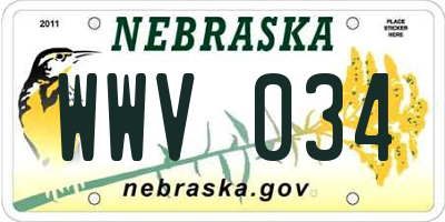 NE license plate WWV034