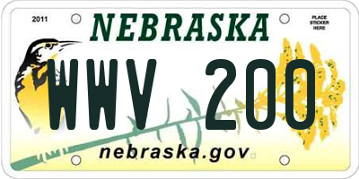 NE license plate WWV200