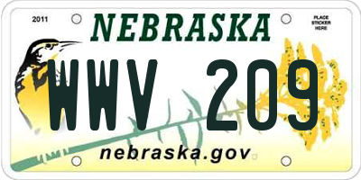 NE license plate WWV209