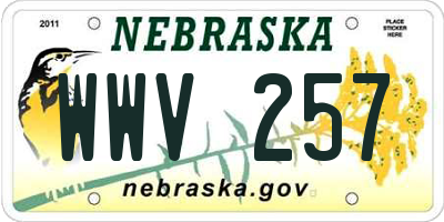 NE license plate WWV257