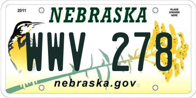 NE license plate WWV278