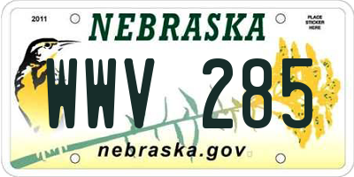 NE license plate WWV285