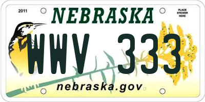 NE license plate WWV333