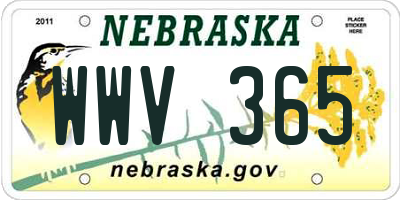 NE license plate WWV365