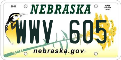 NE license plate WWV605