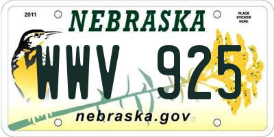 NE license plate WWV925