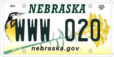 NE license plate WWW020