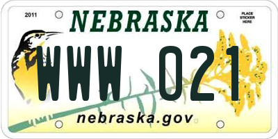 NE license plate WWW021