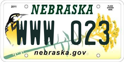 NE license plate WWW023