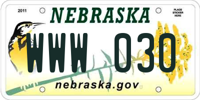 NE license plate WWW030