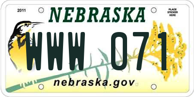 NE license plate WWW071