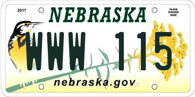 NE license plate WWW115