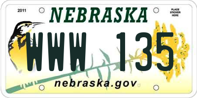 NE license plate WWW135