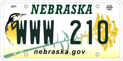 NE license plate WWW210