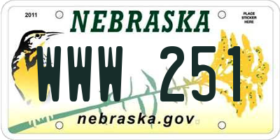 NE license plate WWW251
