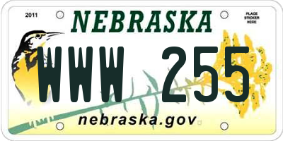 NE license plate WWW255