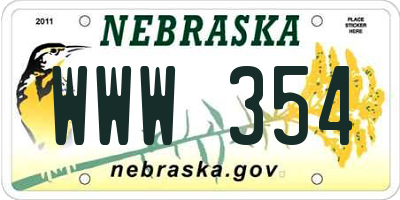 NE license plate WWW354