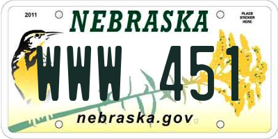 NE license plate WWW451