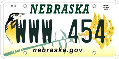 NE license plate WWW454