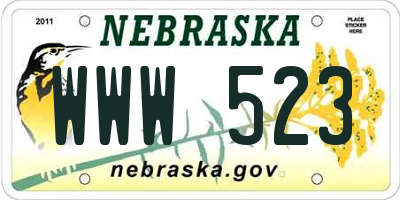 NE license plate WWW523