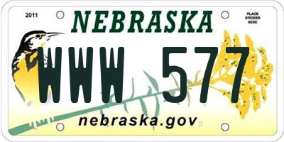 NE license plate WWW577