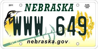 NE license plate WWW649