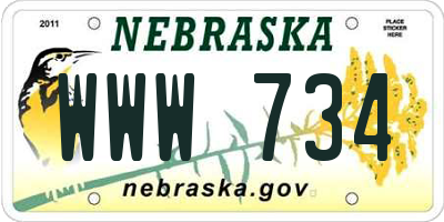 NE license plate WWW734