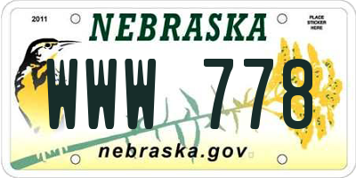 NE license plate WWW778