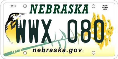 NE license plate WWX080