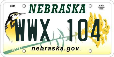 NE license plate WWX104