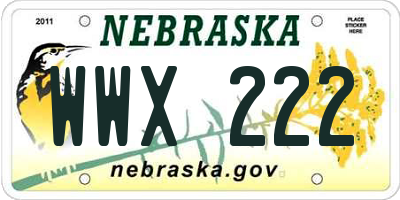 NE license plate WWX222