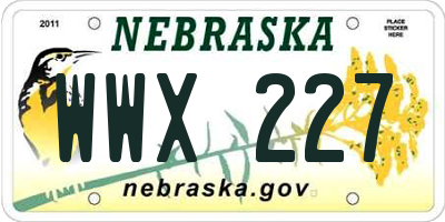 NE license plate WWX227