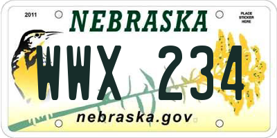 NE license plate WWX234