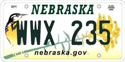 NE license plate WWX235
