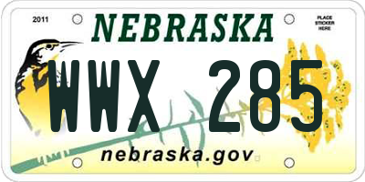 NE license plate WWX285