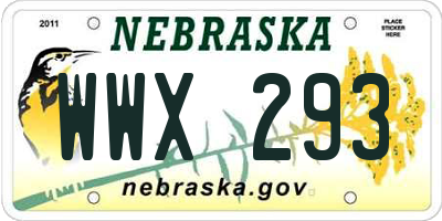 NE license plate WWX293