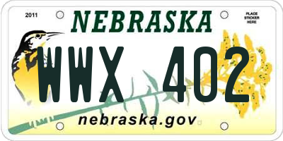 NE license plate WWX402