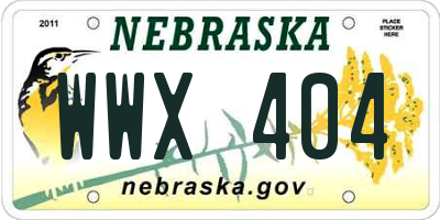 NE license plate WWX404