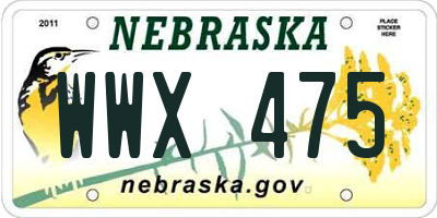 NE license plate WWX475